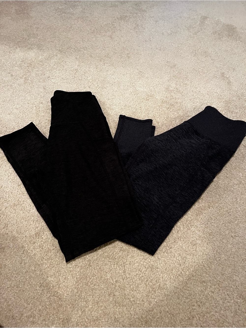 Two Pair of Kirkland Signature Women’s Soft Black/Grey Leggings with Side Pocket